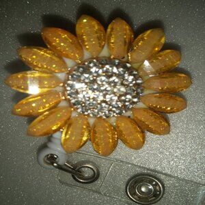 Golden Flower Lanyard Retractable with Alligator clip